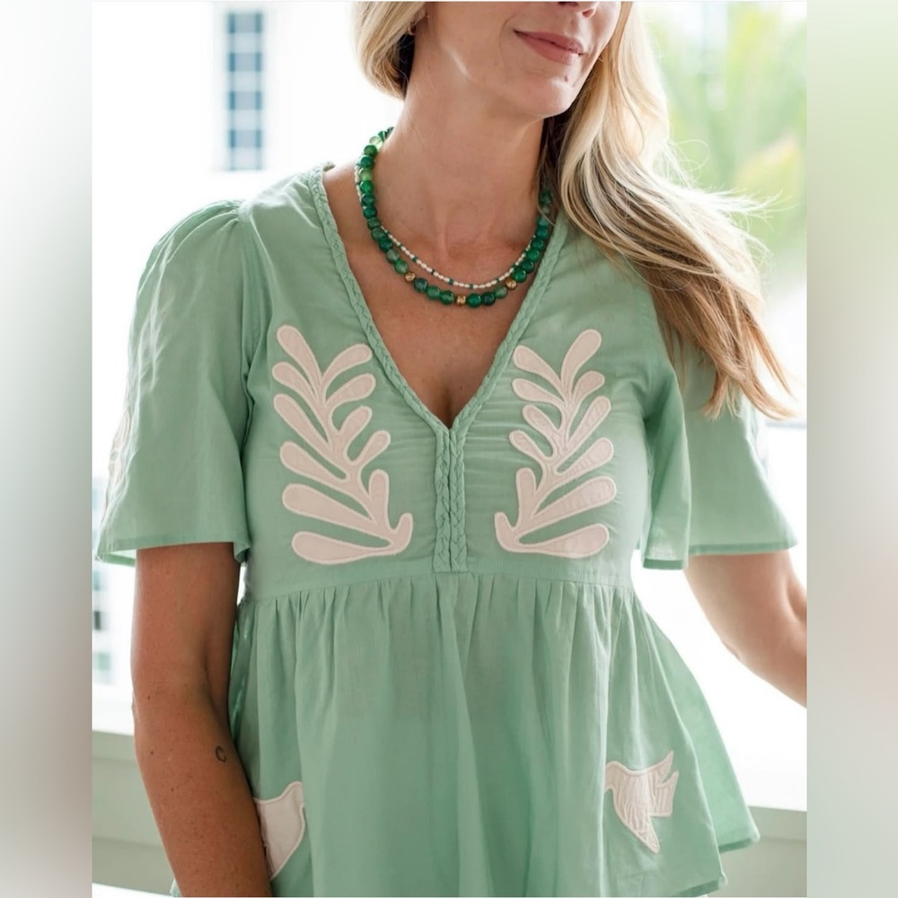 Ex Voto Chloe Blouse with Bird Appliqué